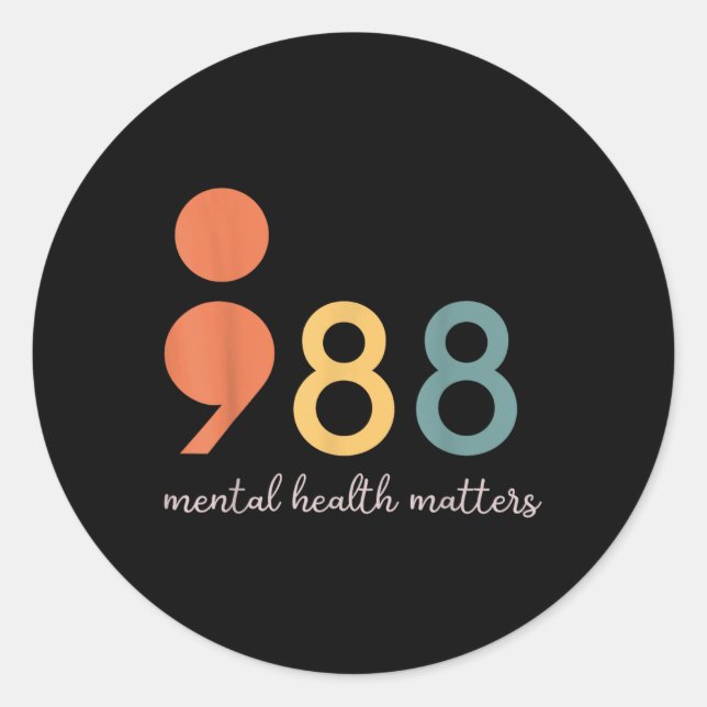 988 Semicolon Mental Health S Suizidprävention Runder Aufkleber (Vorderseite)