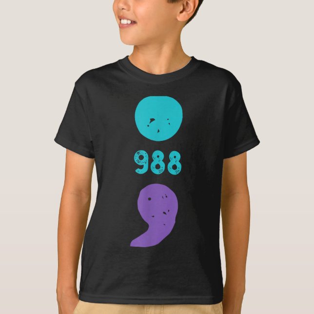 988 Semicolon Mental Health S Suizidprävention T-Shirt (Vorderseite)