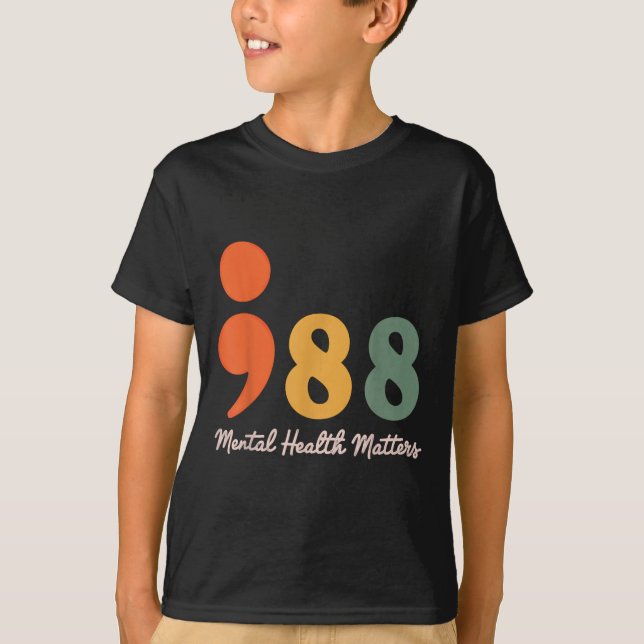 988 Semicolon Mental Health S Suizidprävention T-Shirt (Vorderseite)
