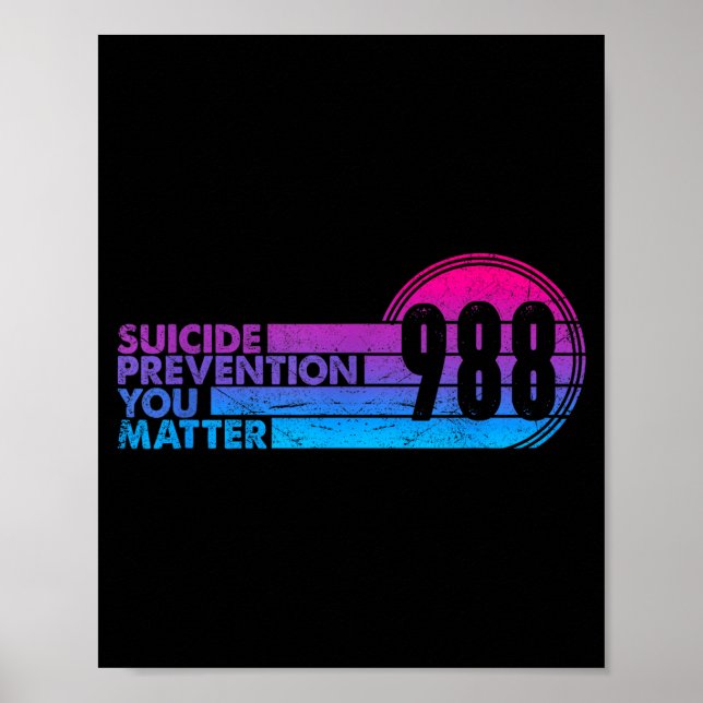 988 Shirt Suicide Prevention Lifeline 988 Awarenes Poster (Vorne)