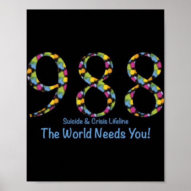 988 Suicide And Crisis Lifeline The World Needs Yo Poster (Vorne)