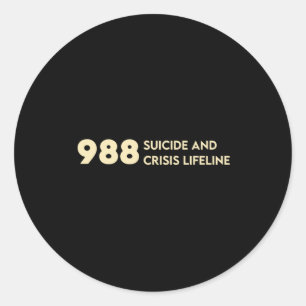 988 Suicide Awareness Hotline Mental Health S Blac Runder Aufkleber