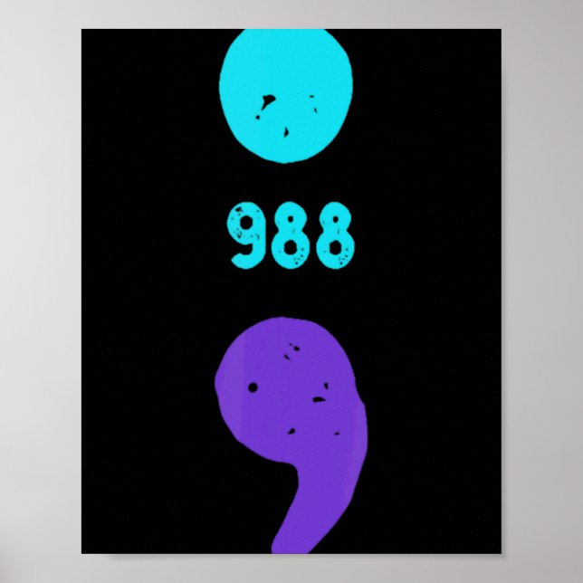 988 Suicide Prevention 988 Comma  Poster (Vorne)