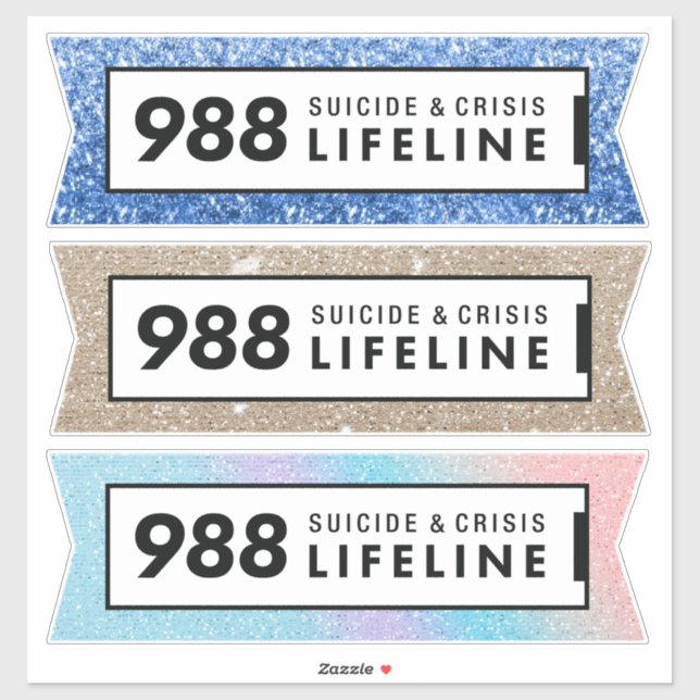 988 Suizidkrisenlinie Aufkleber (Blatt)