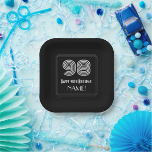 98. Geburtstag — Art Deco Inspiriert Look "98" + Pappteller