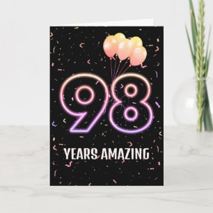 98. Geburtstag Ballons und Confetti Karte