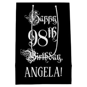 98. Geburtstag: Extravagant, elegant, Script + Ind Mittlere Geschenktüte