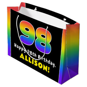 98. Geburtstag: Farbenfroher Regenbogen Nr. 98, In Große Geschenktüte