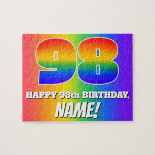 98. Geburtstag — mehrfarbiges Regenbogenmuster "98 Puzzle