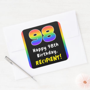 98. Geburtstag: Rainbow Spectrum # 98, Individuell Quadratischer Aufkleber