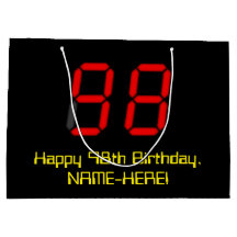 98. Geburtstag: Red Digital Clock Style "98" + Nam