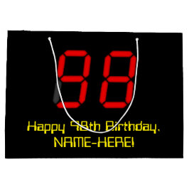 98. Geburtstag: Red Digital Clock Style "98" + Nam Große Geschenktüte