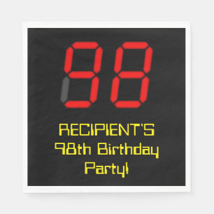 98. Geburtstag: Red Digital Clock Style "98" + Nam Serviette