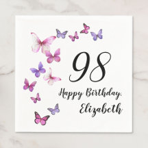 98. Geburtstag Rosa Lila Schmetterlinge 