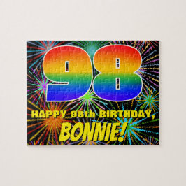 98. Geburtstag: Spaß, farbenfrohe feierliche Feuer Puzzle