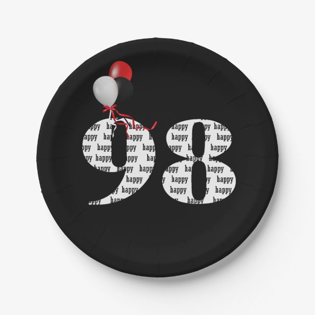 98. Geburtstagsballons Pappteller (Vorderseite)
