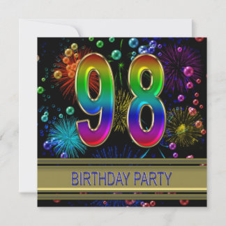 98. Geburtstagsparty Einladung mit Blasen