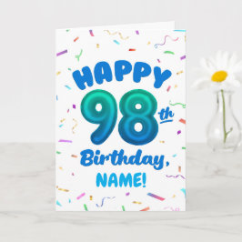 98th Balloon Number Custom Name Birthday Card Karte