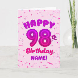 98th Balloon Number Custom Name Birthday Card Karte