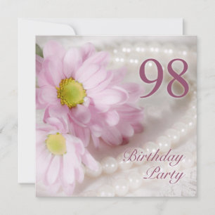 98th Birthday party invitation with daisies Einladung