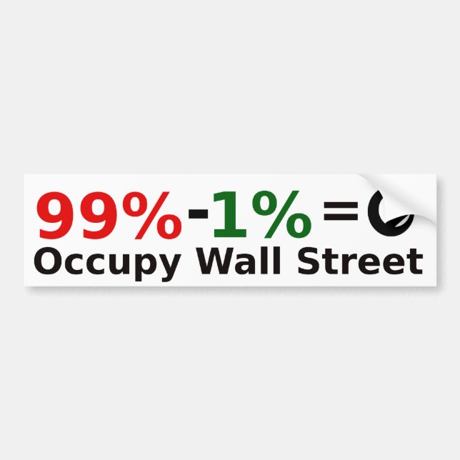 99% - 1% = Eigenheit, Occupy Wall Street Autoaufkleber (Vorne)