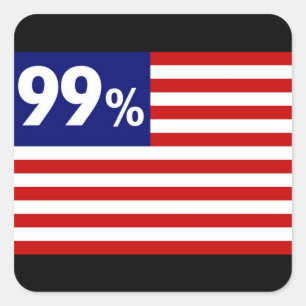 99% amerikanische Flagge - Occupy Wall Street Quadratischer Aufkleber