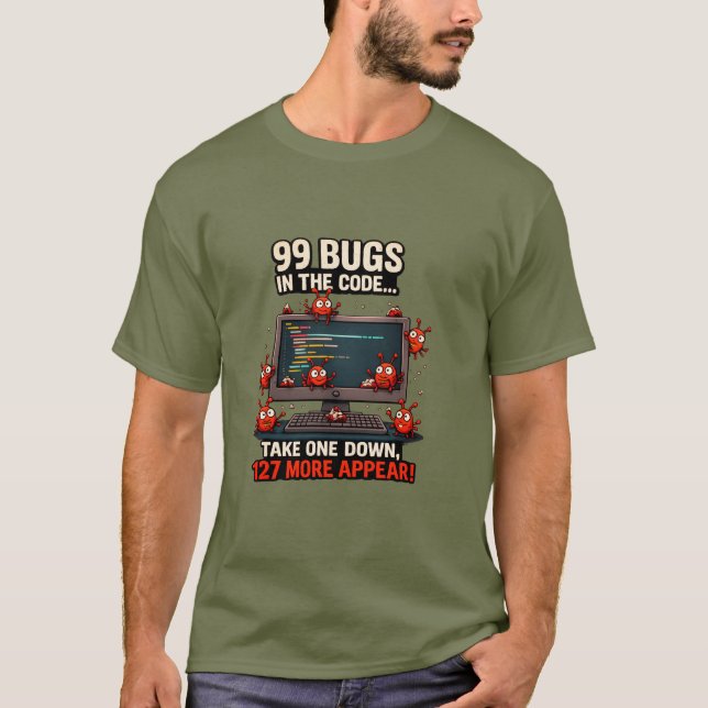 99 Bugs Programmer Humor T-Shirt (Vorderseite)