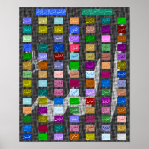 99 Excellent Names of ALLAH (God) Asmaa-ul Husna 4 Poster