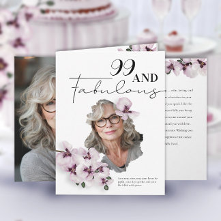 99 & Fabulous Orchid Photo Birthday Greeting Card Karte