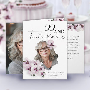 99 & Fantastische Orchideen-Foto-Geburtstagskarte Karte