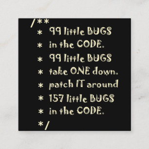 99 Fehler in Code Software Funny Engineer Tester Quadratische Visitenkarte