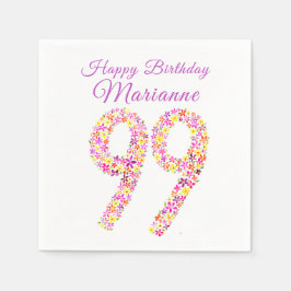 99. Geburtstag 99 Blume Aquarellkunst Serviette