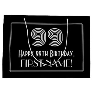 99. Geburtstag — Art Deco Look "99" & Name Große Geschenktüte