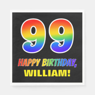 99. Geburtstag: Bold, Fun, Simple, Rainbow 99 Serviette