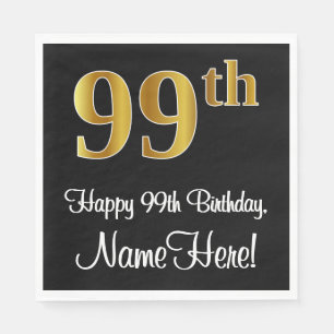 99. Geburtstag ~ Elegante Luxuriöse Imitate Gold Serviette