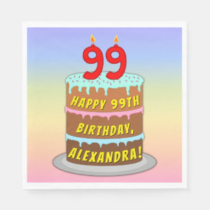 99. Geburtstag: Fun Cake and Candles + Individuell Serviette
