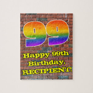 99. Geburtstag: Fun Graffiti-Inspiriert Regenbogen Puzzle