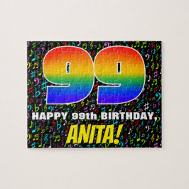 99. Geburtstag — Spaß, farbenfrohe Musiksymbole & Puzzle