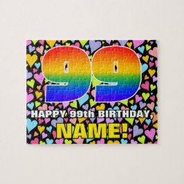 99. Geburtstag — Spaß, Liebende Herzformen + "99" Puzzle