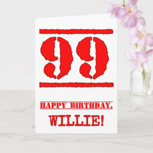 99. Geburtstag: Spaß, Red Rubber Briefmarke Inspir Karte