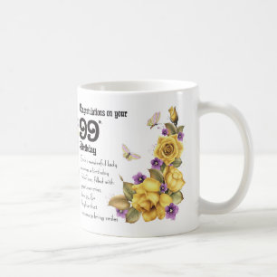99. Geburtstags-gelbe Rose und Tasse
