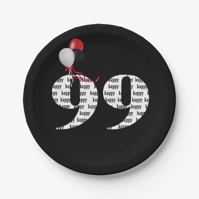 99. Geburtstagsballons Pappteller (Vorderseite)
