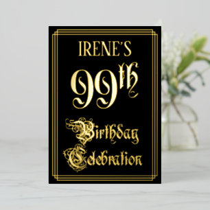 99. Geburtstagsfeier — Fancy Schrift & Benutzerdef Folieneinladung