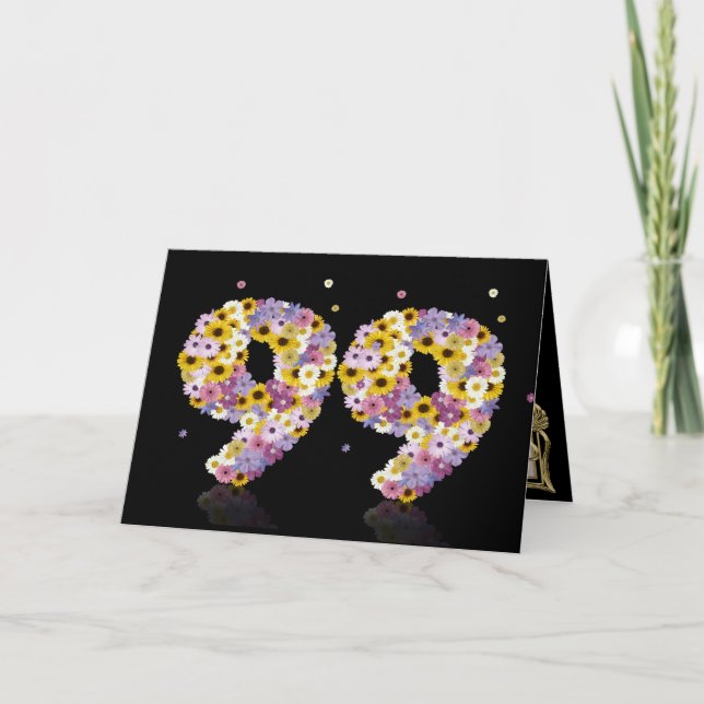 99. Geburtstagskarte mit Blumenbriefen Karte (Vorderseite)