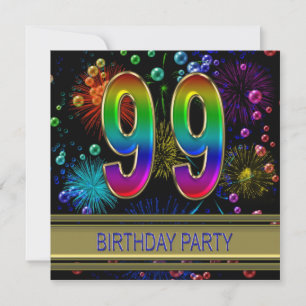 99. Geburtstagsparty Einladung mit Blasen