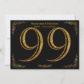 99. Geburtstagsparty, Great Gatsby, schwarzer Gold Einladung