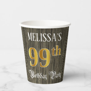 99. Geburtstagsparty - Imitate Gold & Imitate Wood Pappbecher