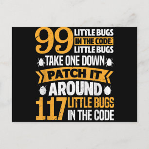 99 kleine Fehler im Code-Pfad es 117 Bugs-Programm Ankündigungspostkarte