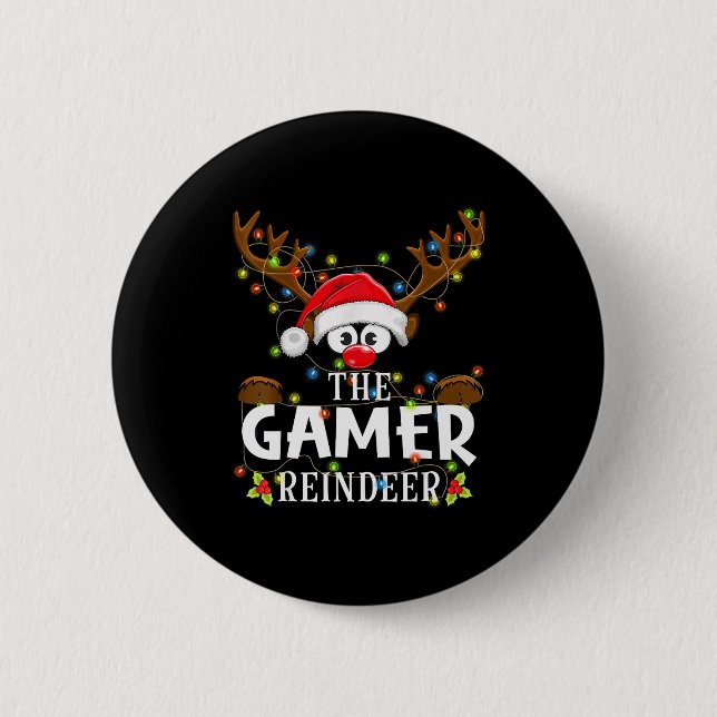 99 Matching Christmas The Gamer Reindeer Pajama  Button (Vorderseite)