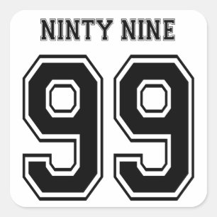 99 neunundneunzig Varsity num Quadratischer Aufkleber